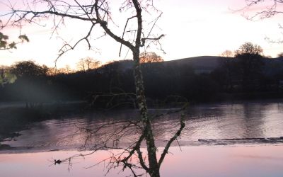 The River Dart as dawn breaks on May Day 2016.